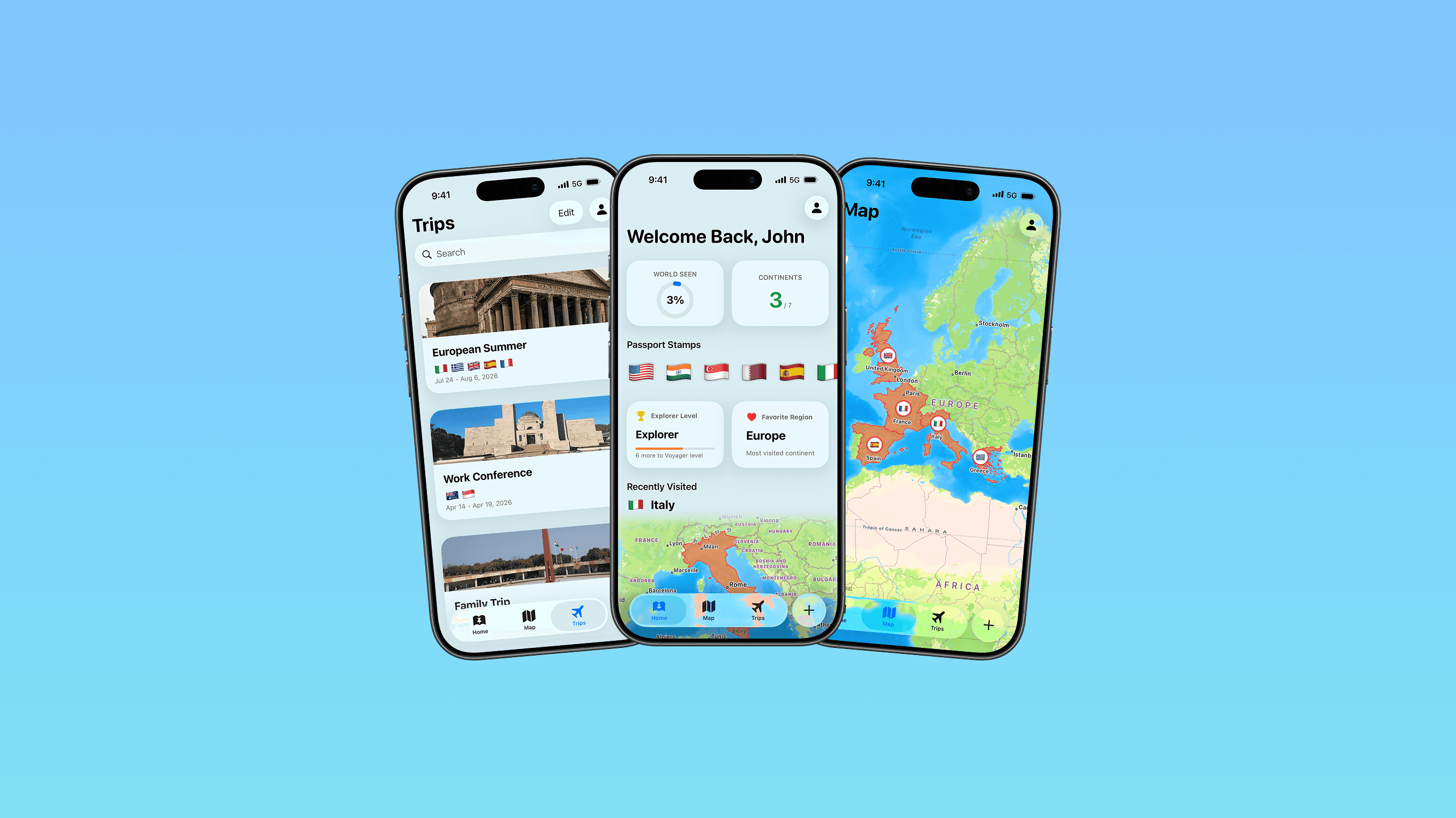 TripBook iOS app screenshots
